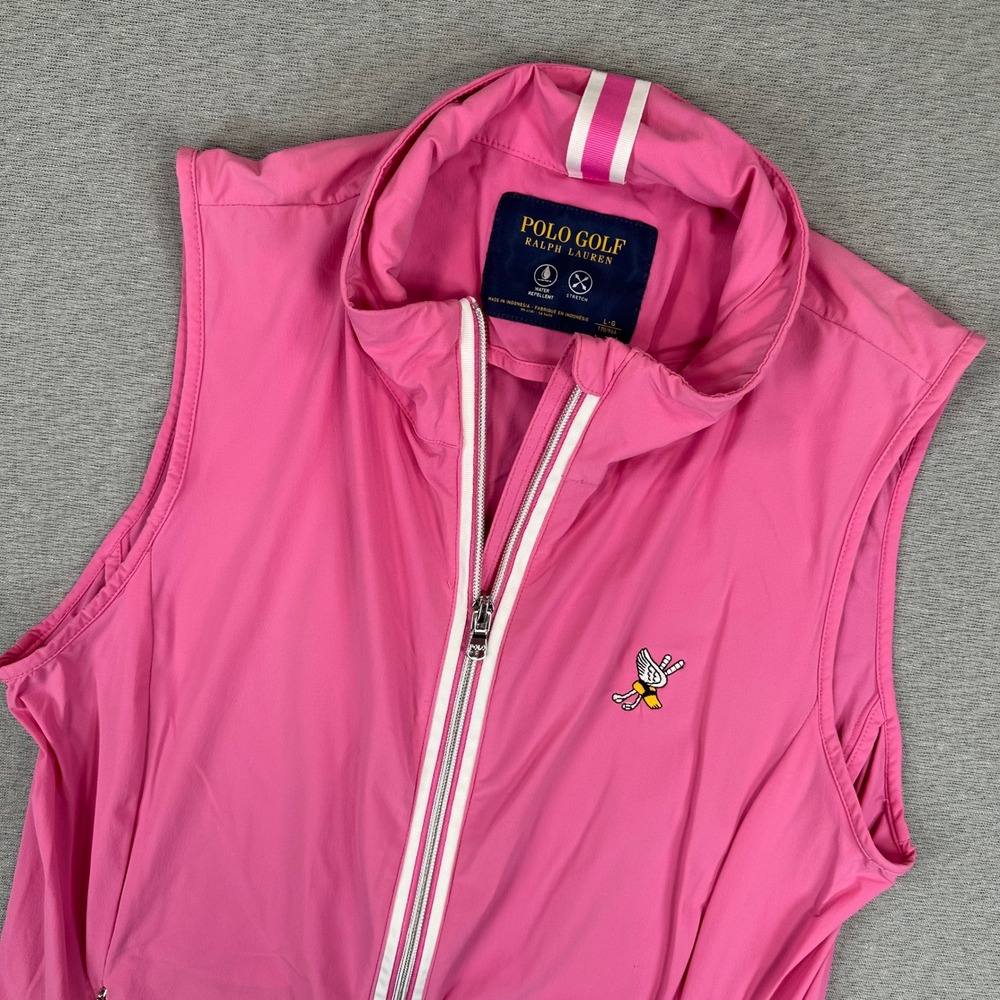 Polo Golf Ralph Lauren‎ Vest Womens Large Pink Water Repellent Stretch Full Zip